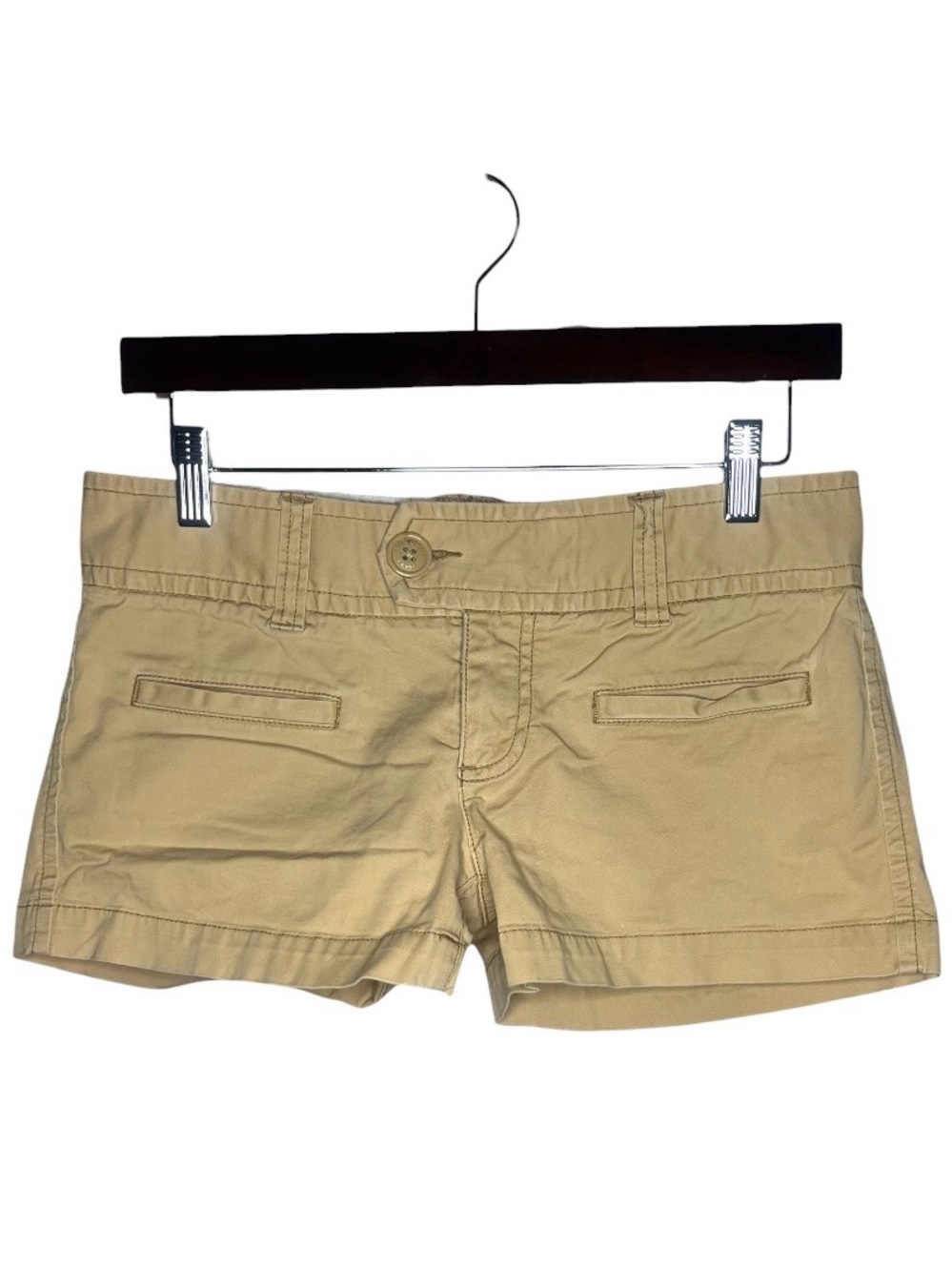 Y2K Vintage American Eagle Khaki Low Rise Mini Shorts Stretch Cotton Chino